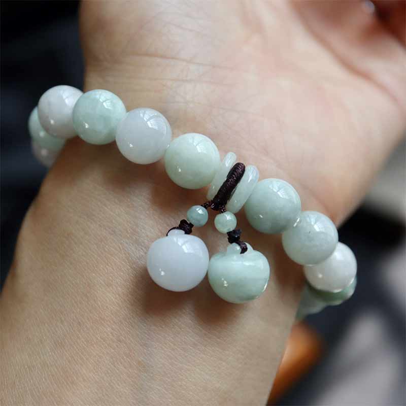 Wear FengShui Natural Jade Pi Xiu Buddha Gourd Apple Success Bracelet