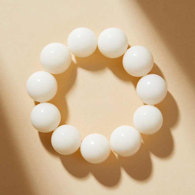 Natural White Jade Bodhi Bead Bracelet Buddhist  Beads