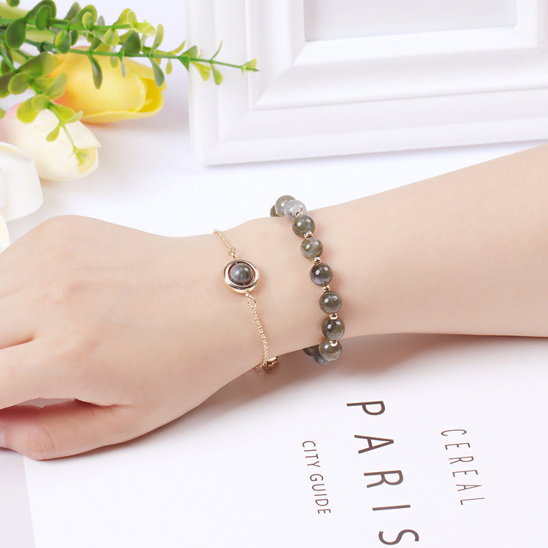 Wear FengShui Sun Stone Strawberry Quartz Crystal Positive Bracelet