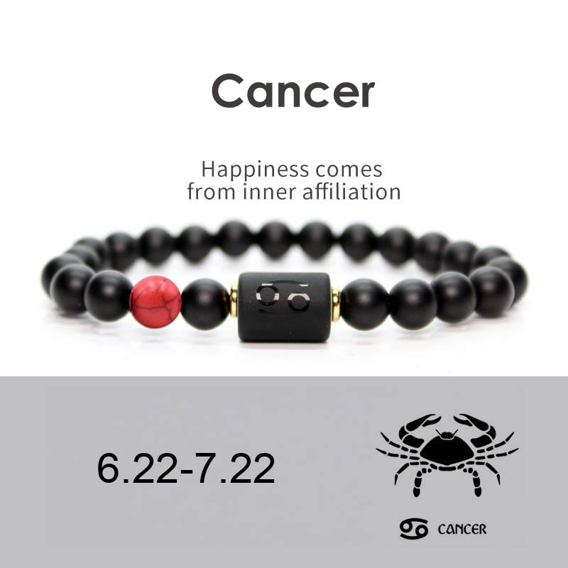 Wear FengShui 12  Constellations of the Zodiac Black Onyx Adjustable Bracelet