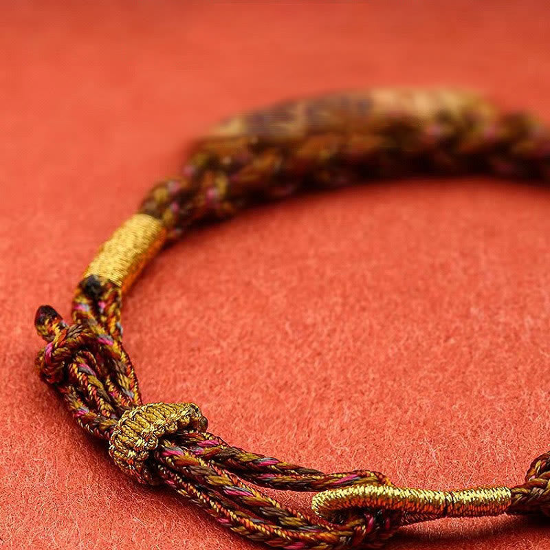 Wear FengShui Tibetan Five God Of Wealth Thangka Luck Braid String Bracelet