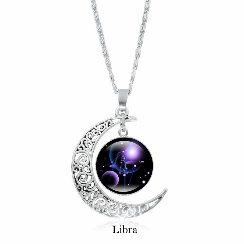 Wear FengShui 12 Constellations of the Zodiac Moon Protection Necklace Chain Pendant