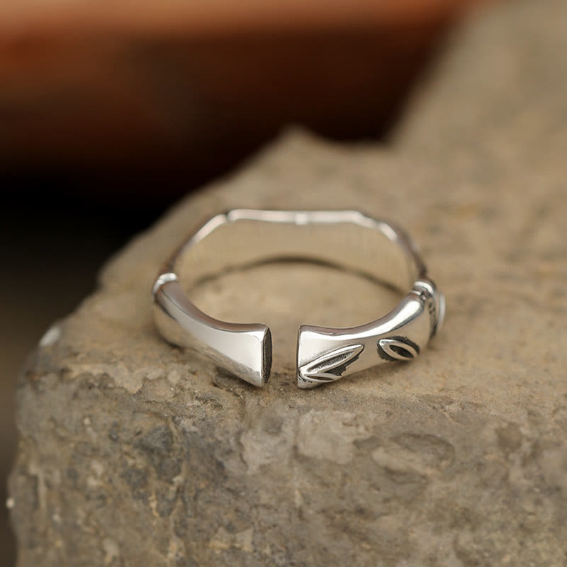 Wear FengShui Simple Bamboo Design Copper Luck Wealth Adjustable Ring
