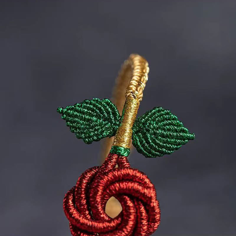 Wear FengShui Rose Flower Rope Eight Thread Peace Knot Luck Handmade Bracelet