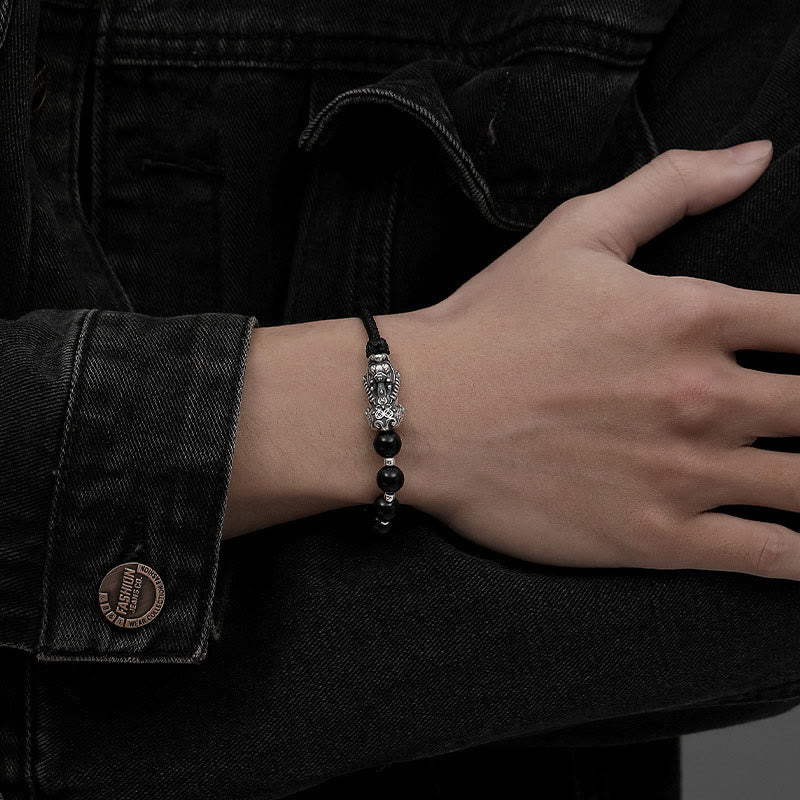Buddha3Bodhi 999 Sterling Silver Black Obsidian Pixiu Strength Bracelet
