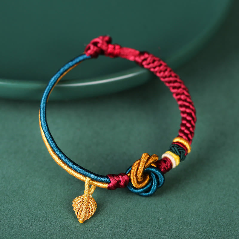 Wear FengShui Tibetan Handmade Mandala Knot Leaf Luck Rope Bracelet