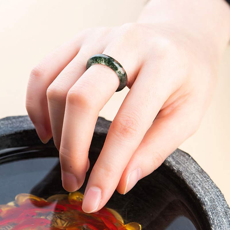 Wear FengShui Moss Agate Healing Balance Ring