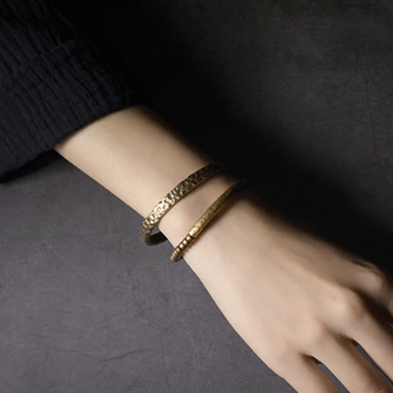Wear FengShui Lava Rock Stone Copper Balance Cuff Bracelet Bangle