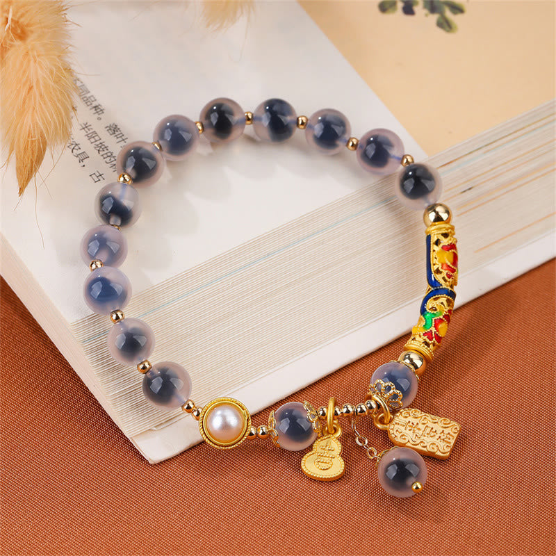 Wear FengShui Natural Blue Candy Agate Amulet Strength Bracelet