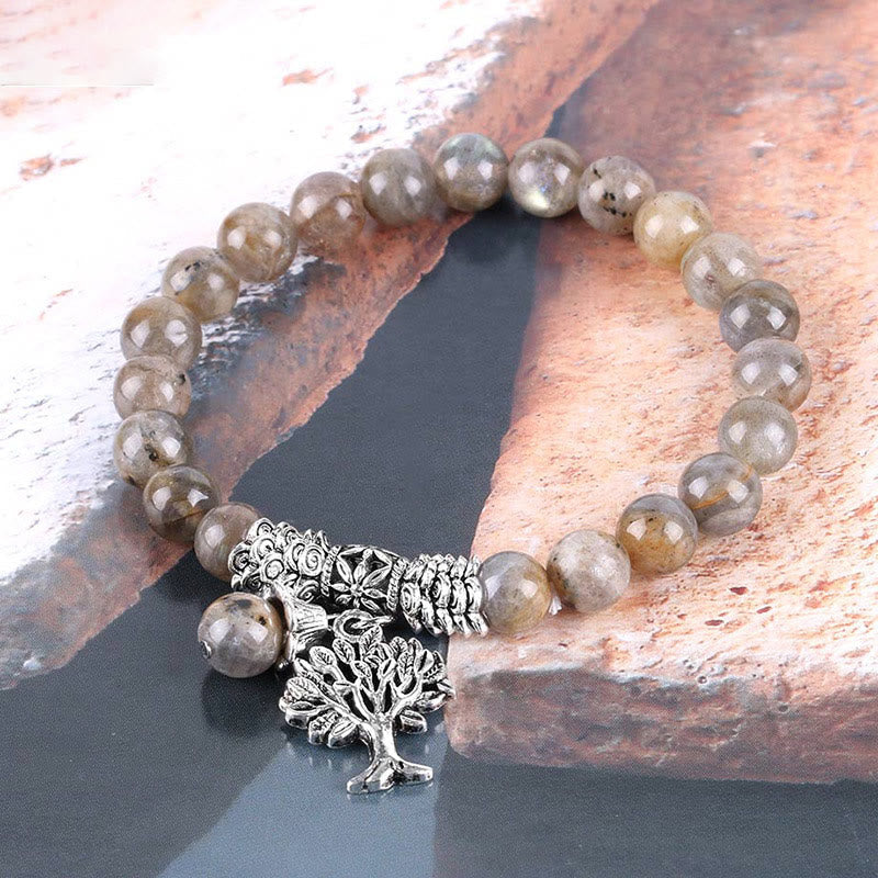 Wear FengShui Natural Gemstone Tree of Life Lucky Charm Stretch Bracelet