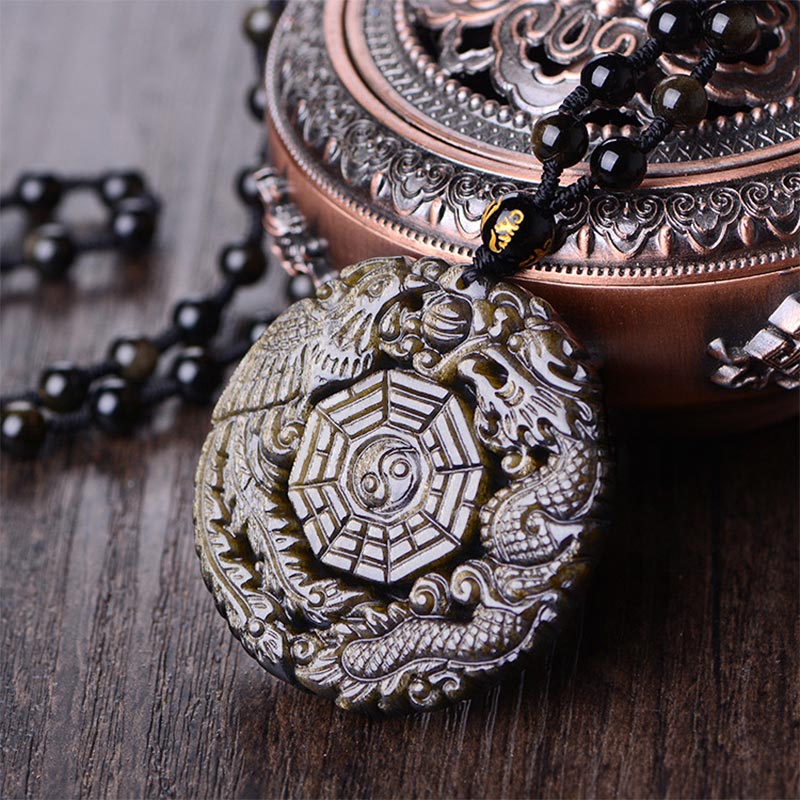 Wear FengShui Golden Obsidian Healing Energy Necklace Pendant