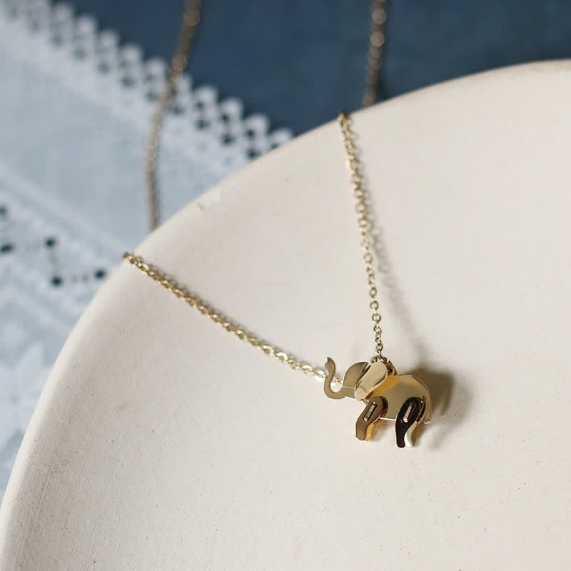 Wear FengShui Elephant Titanium Steel Luck Necklace Chain Pendant