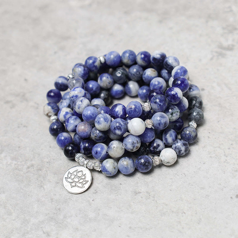Wear FengShui Natural Blue Aventurine Lotus Peace Necklace Bracelet