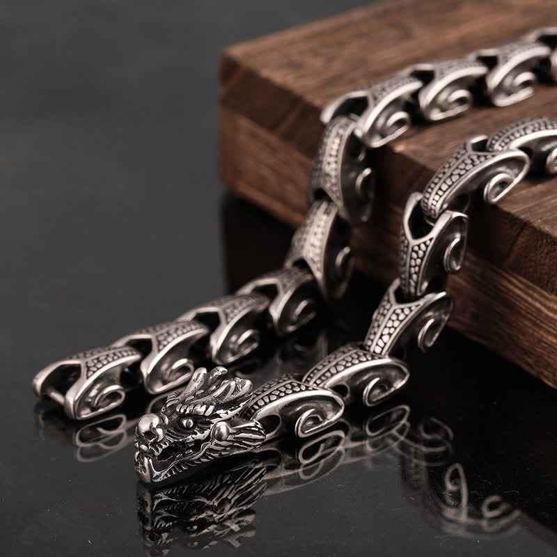 Wear FengShui Dragon Pattern Titanium Steel Protection Necklace Pendant Bracelet