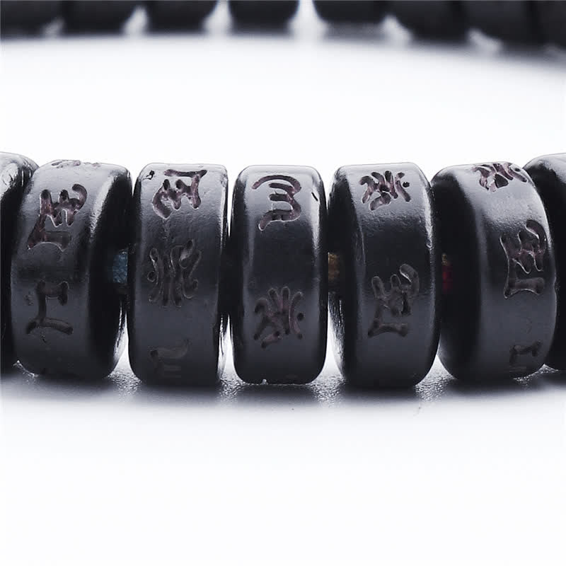 Wear FengShui Tibetan Coconut Shell Beads Engraved Om Mani Padme Hum Mantra Happiness Bracelet
