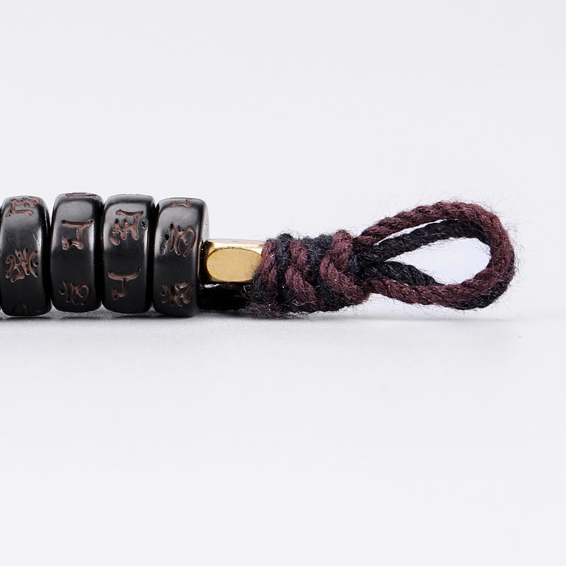 Wear FengShui Tibetan Coconut Shell Beads Engraved Om Mani Padme Hum Mantra Positive String Bracelet