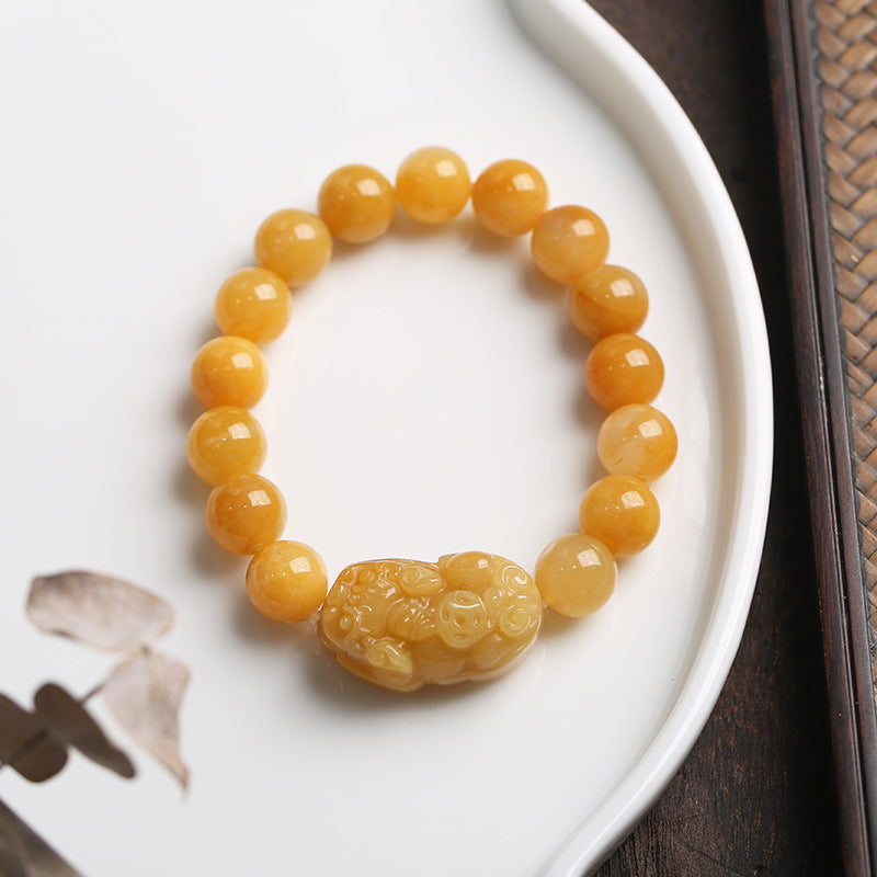 Wear FengShui Golden Silk Jade Pixiu Wealth Bracelet