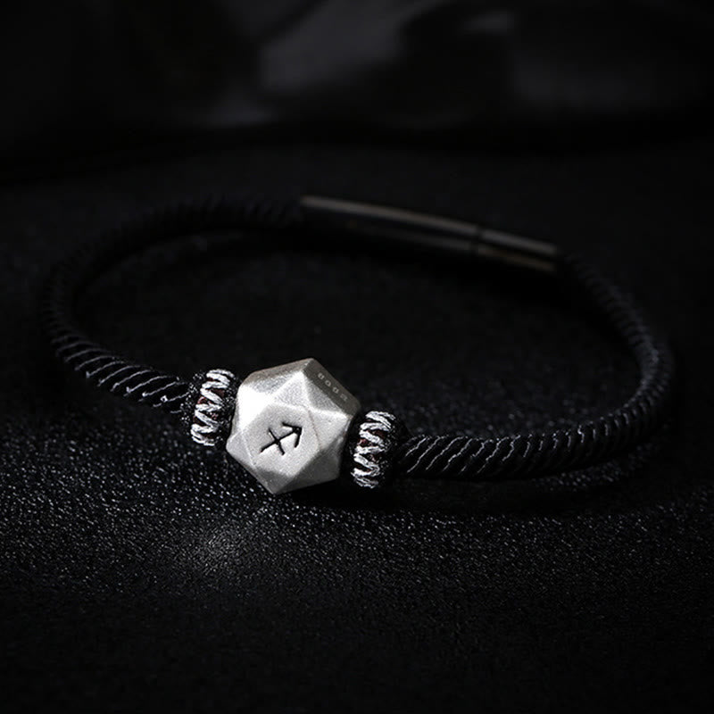 Wear FengShui 999 Sterling Silver 12 Constellations of the Zodiac Protection Handmade String Bracelet
