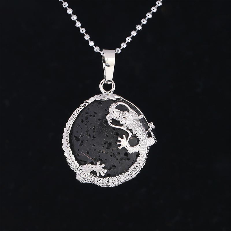 Wear FengShui Chinese Dragon Natural Quartz Crystal Healing Energy Necklace Pendant