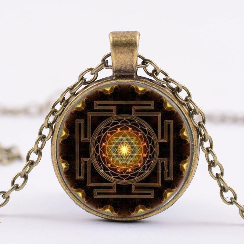 Wear FengShui Sacred Sri Yantra Time Gemstone Necklace