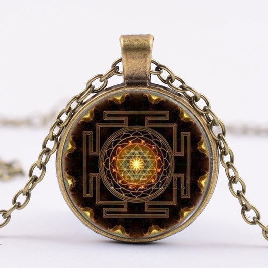 Wear FengShui Sacred Sri Yantra Time Gemstone Necklace