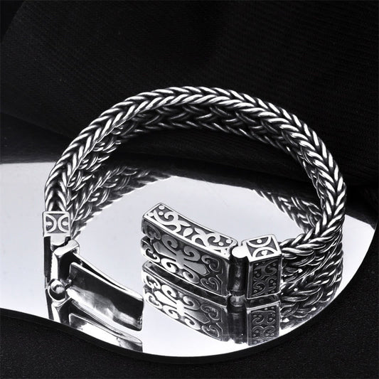 Wear FengShui Retro Vine Totem Pattern Braided Healing Chain Bracelet