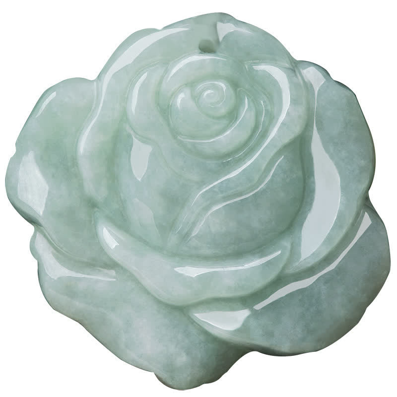 Wear FengShui Lotus Pattern Jade Abundance Prosperity Necklace String Pendant