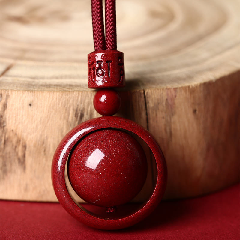 Wear FengShui Cinnabar Om Mani Padme Hum PiXiu Blessing Lucky Bead Necklace Pendant