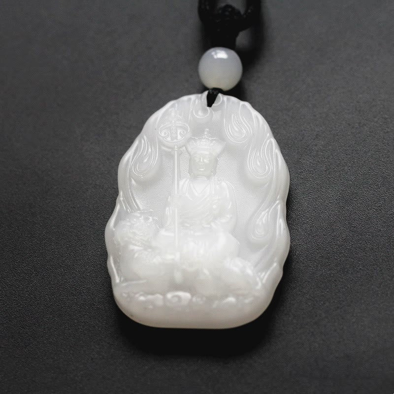 Wear FengShui Ksitigarbha Buddha Liuli Crystal Serenity Amulet Necklace Pendant