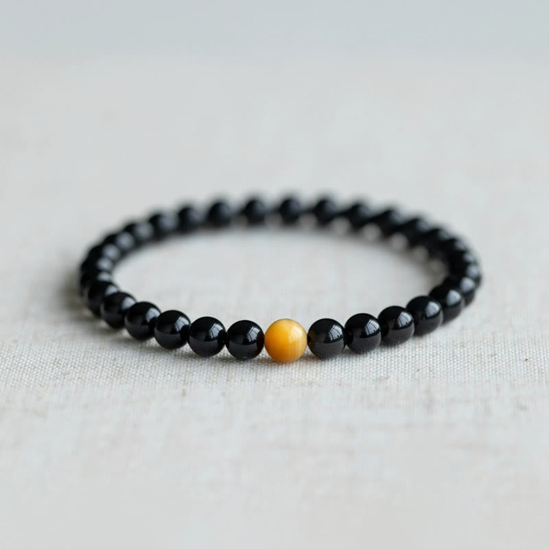 Wear FengShui Natural Rainbow Obsidian Tiger Eye Positive Love Bracelet