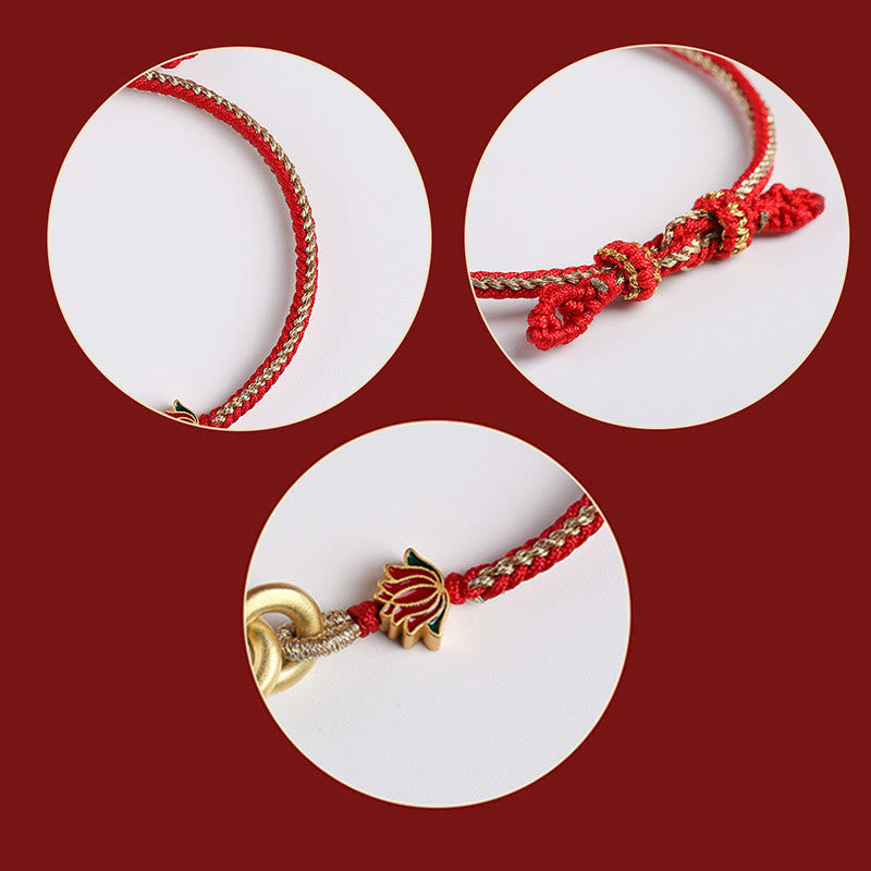 Wear FengShui 925 Sterling Silver Double Peace Buckle Lotus Auspicious Bracelet