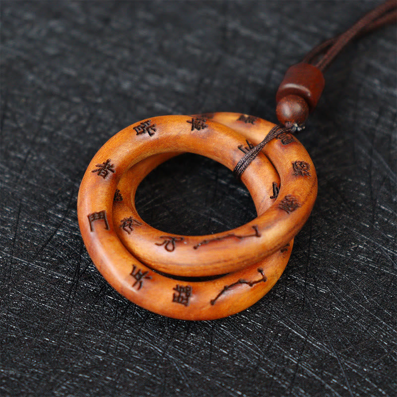 Wear FengShui Lightning Struck Jujube Wood Taoist Yin Yang Ring Qiankun Circle Leizu Taboo Luck Necklace Pendant