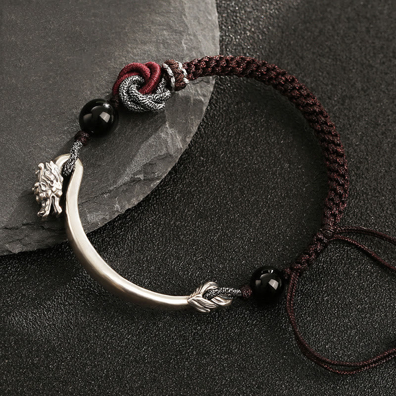 Wear FengShui 925 Sterling Silver Auspicious Dragon Success Handcrafted Braided Bracelet