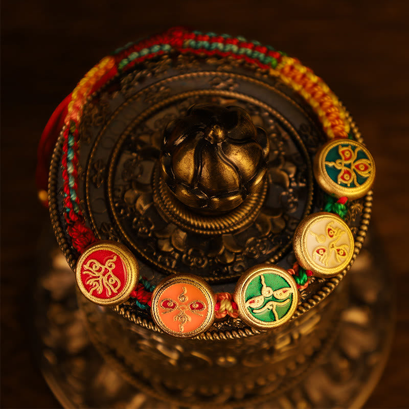 Wear FengShui Tibetan Five God Of Wealth Colorful Rope Braided Luck Bracelet