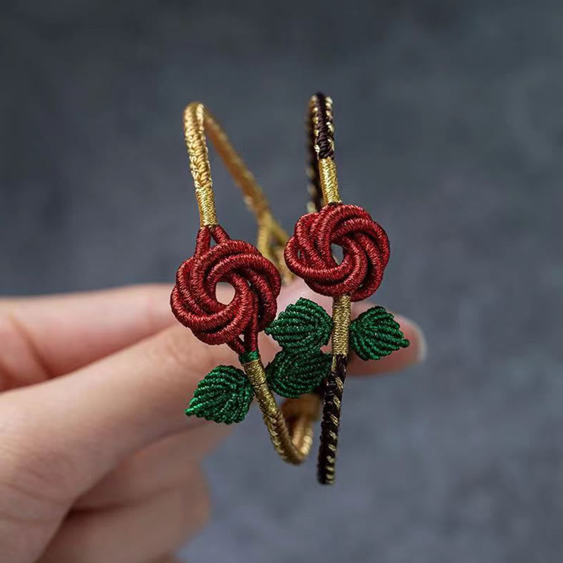 Wear FengShui Rose Flower Rope Eight Thread Peace Knot Luck Handmade Bracelet