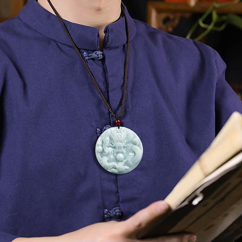 ❗❗❗A Flash Sale- Wear FengShui Chinese Zodiac Dragon Jade Success Amulet String Necklace