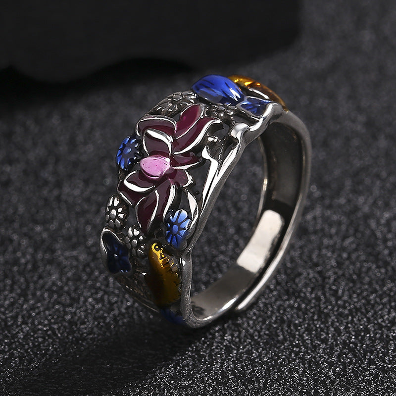 Wear FengShui Koi Fish Lotus Flower Leaf Design Luck Wealth Ring