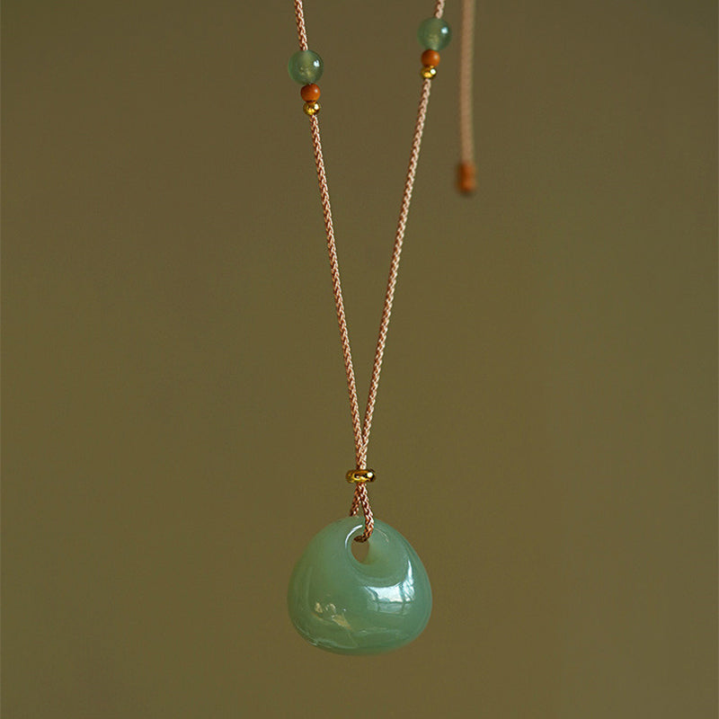Wear FengShui Natural Jade Luck Prosperity Necklace Pendant (Random Color)