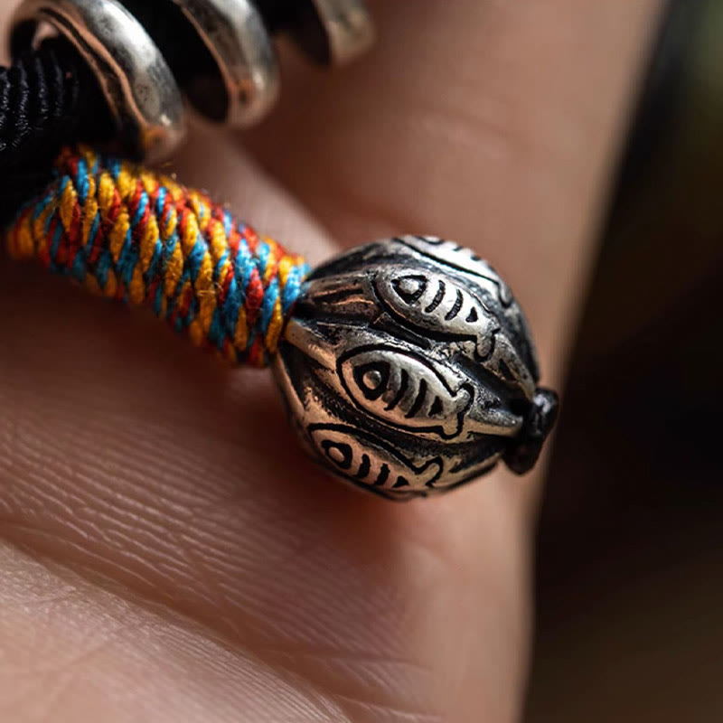 Wear FengShui Tibetan Om Mani Padme Hum Carved Amulet Double Wrap Bracelet