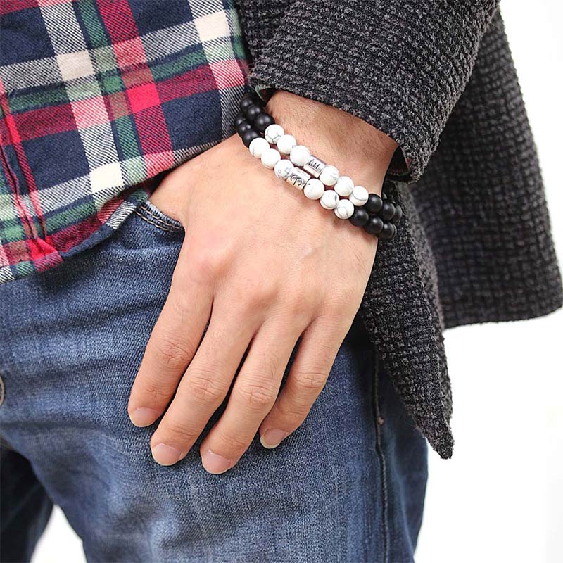 Wear FengShui 12 Constellations of the Zodiac Natural Frosted Stone White Turquoise Bead Fortune Bracelet