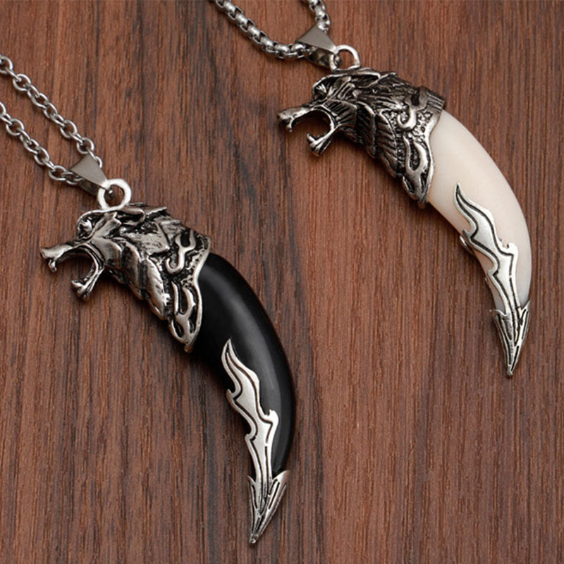 Wear FengShui Imitation Wolf Tooth Titanium Steel Balance Necklace Pendant