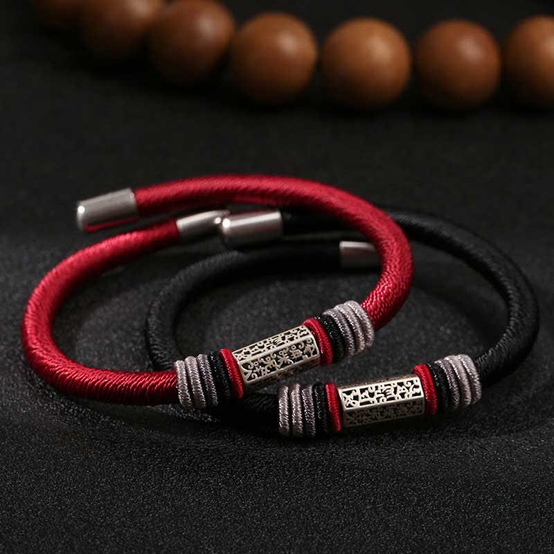 Wear FengShui 925 Sterling Silver Om Mani Padme Hum Peace Red String Bracelet