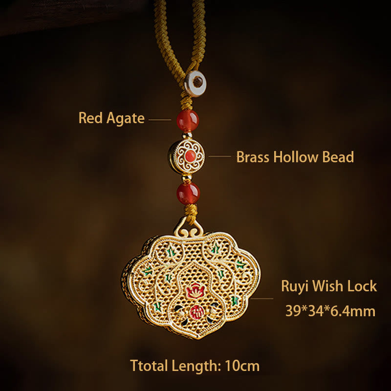 Wear FengShui Lock of Good Wishes Fu Character Luck Blessing Key Chain
