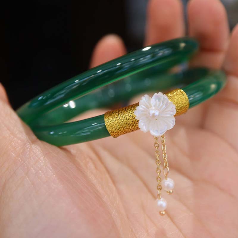 Wear FengShui Natural Cyan White Jade Success Bracelet