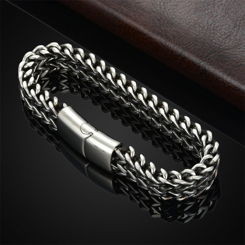 Wear FengShui Fish Scale Magnetic Buckle Titanium Steel Balance Bracelet Bangle