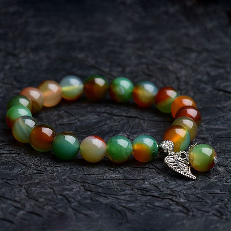 Wear FengShui Tibetan Natural Green Agate Healing Bracelet