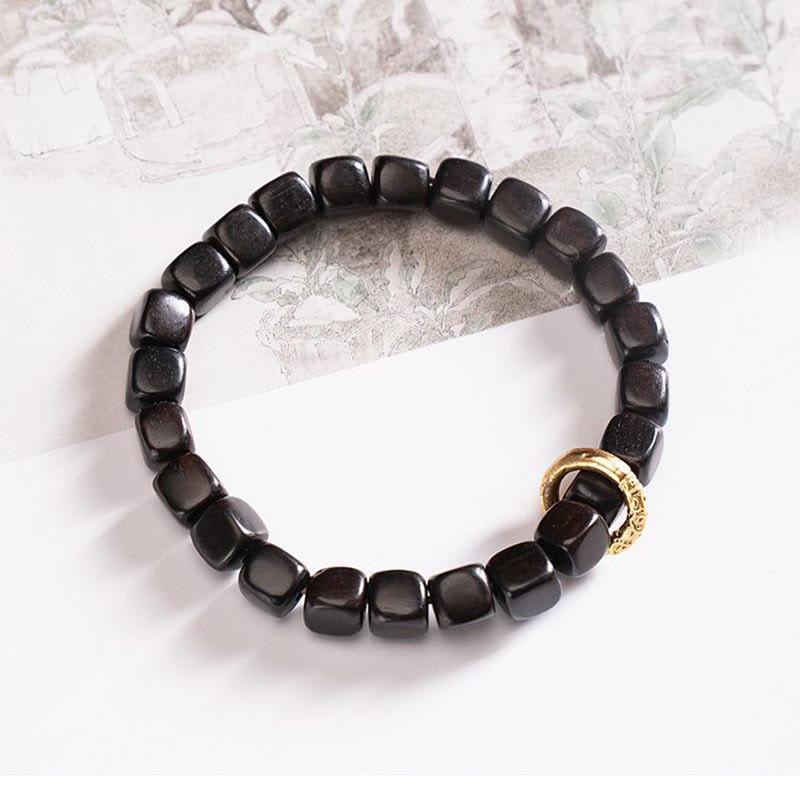 Wear FengShui Tibetan Ebony Wood Dzi Bead Balance Calm Bracelet