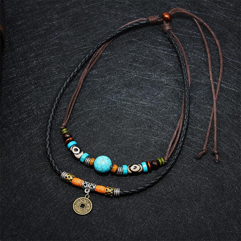 Wear FengShui Turquoise Dzi Bead Protection Necklace