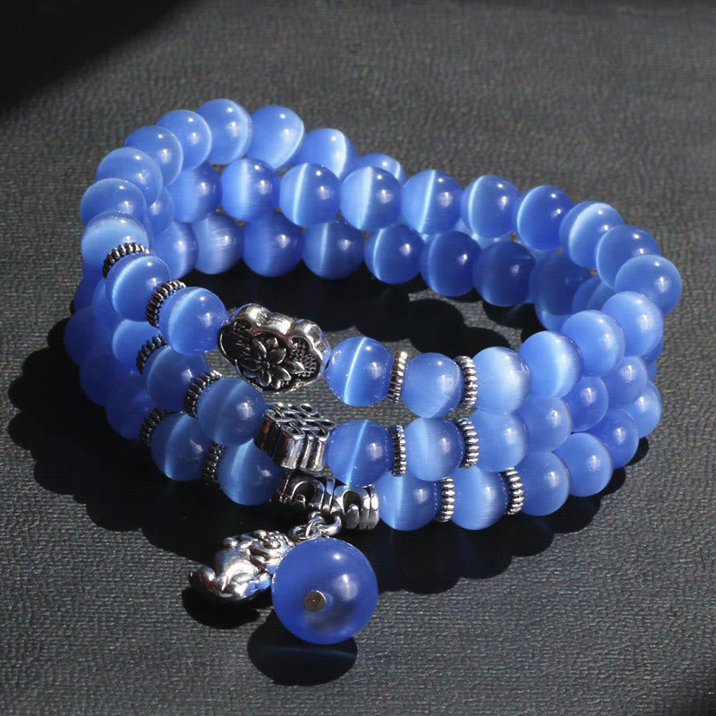 Wear FengShui Cat Eye PiXiu Support Triple Wrap Bracelet