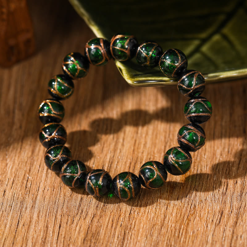 Wear FengShui Tibetan Classic Liuli Glass Bead Luck Wealth Bracelet
